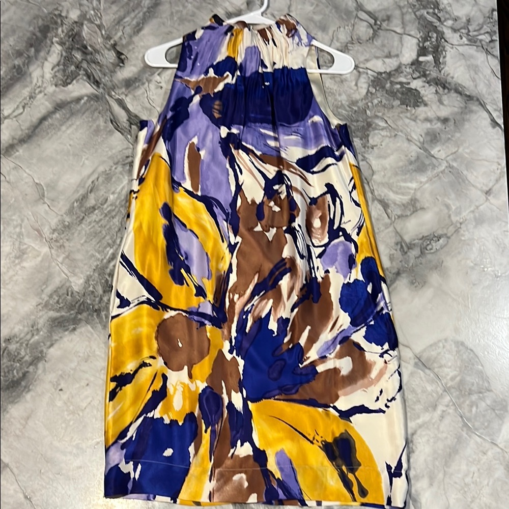 Floral Sleeveless Dress in Yellow and Blue